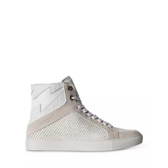 Zadig & Voltaire Women's High Flash Keith Lace Up Sneakers White Size 36 - Picture 1 of 12